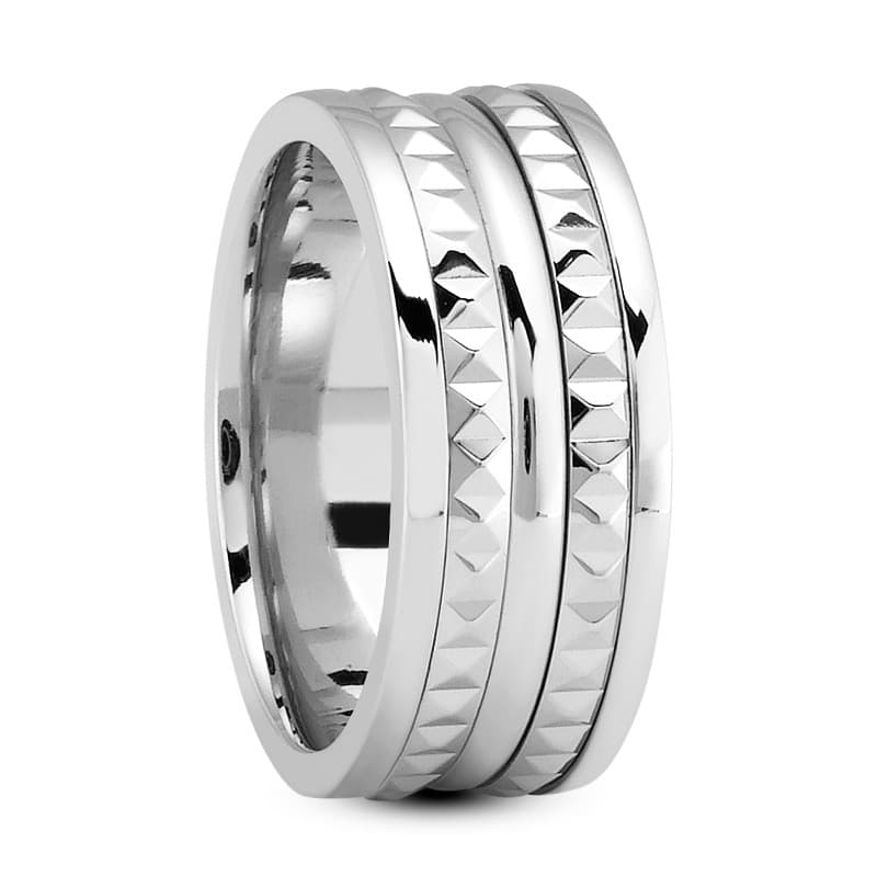 Mens 14KT White Gold Platinum Traditional Wedding Band M409
