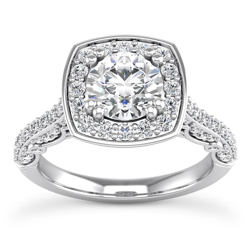 Ladies 14KT White Gold Platinum Round Diamond Engagement Rings ENR9726-1-RD
