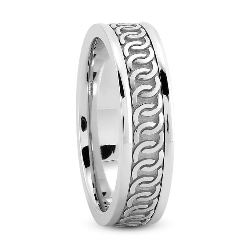 Ladies 14KT White Gold Platinum Traditional Wedding Band HM228