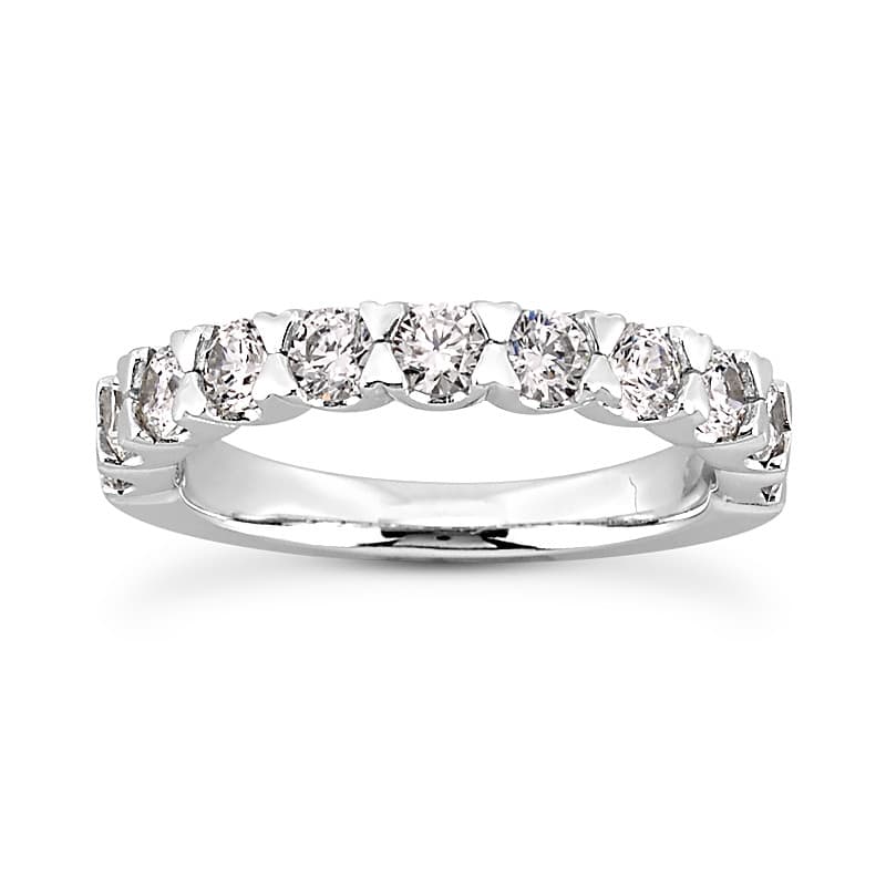 Ladies 14KT White Gold Platinum Round Diamond Wedding Band WB5260