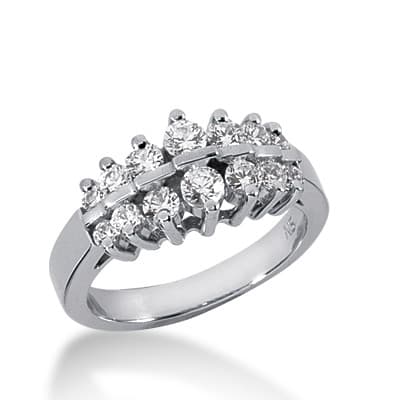 Ladies 14KT White Gold Platinum Round Diamond Wedding Band WB1760