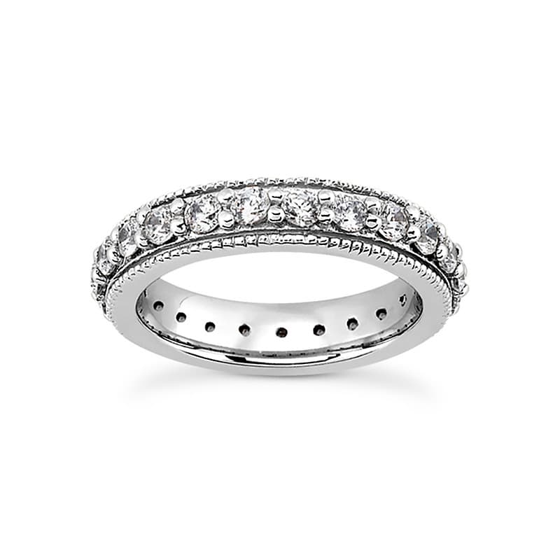 Ladies 14KT White Gold Platinum Eternity Wedding Band EWB432-1-4