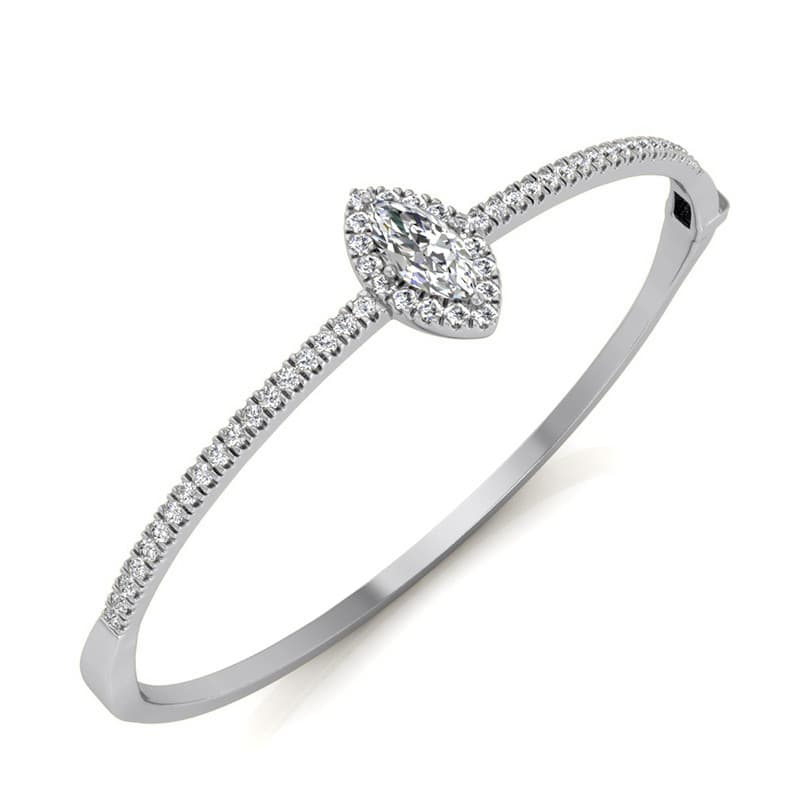 Ladies 14KT White Gold Platinum Bangle BGL223-7-10x5-MQ