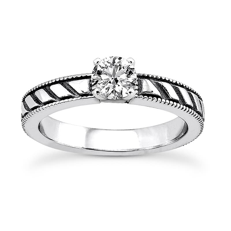 Ladies 14KT White Gold Platinum Solitaire Engagement Set ENS3530-A