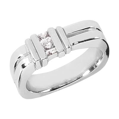 Mens 14KT White Gold Platinum Wedding Band MR1028