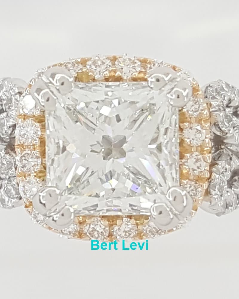Kirk Kara Pirouetta Princess Diamond Halo Engagement Ring 1.63 ct Plat 18k $15K
