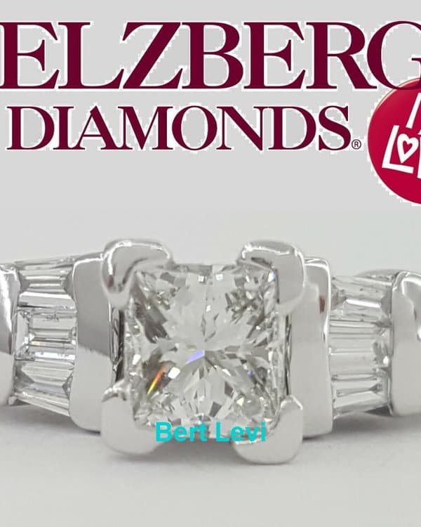 Helzberg Signature Square Princess Diamond Engagement Ring 0.58 ct Platinum