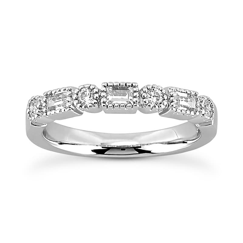 Ladies 14KT White Gold Platinum Diamond Wedding Band WB5069