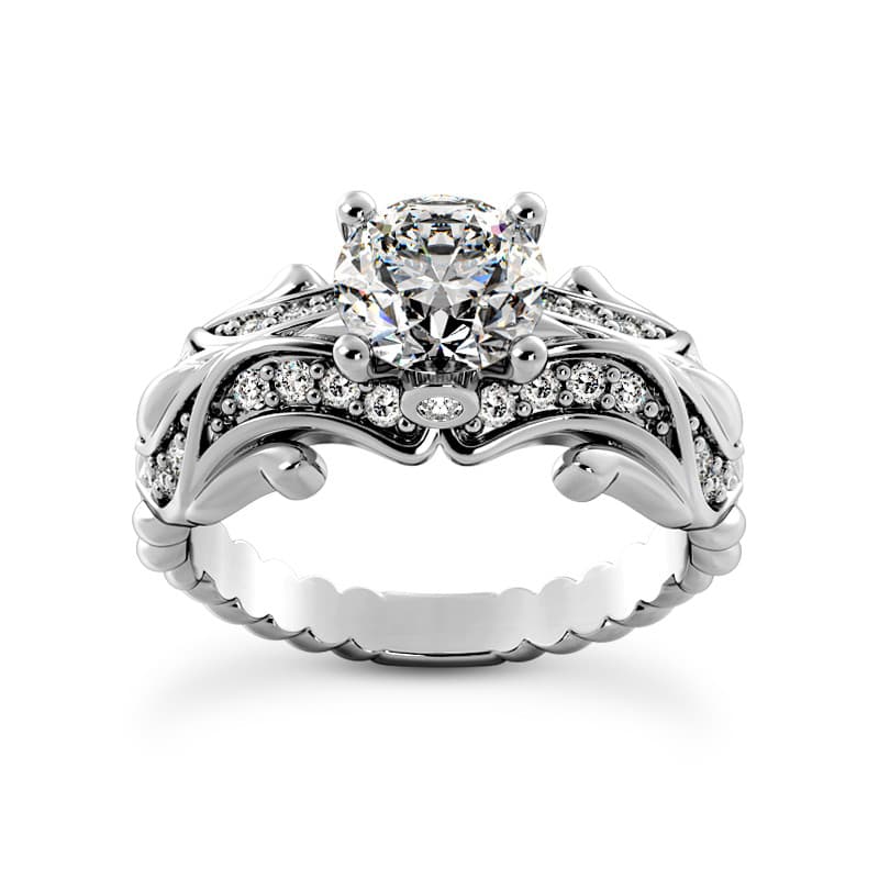 Ladies 14KT White Gold Platinum Fancy Engagement Ring ENR9554