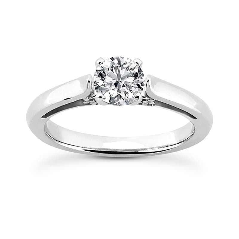 Ladies 14KT White Gold Platinum Solitaire Engagement Set ENS1988-A