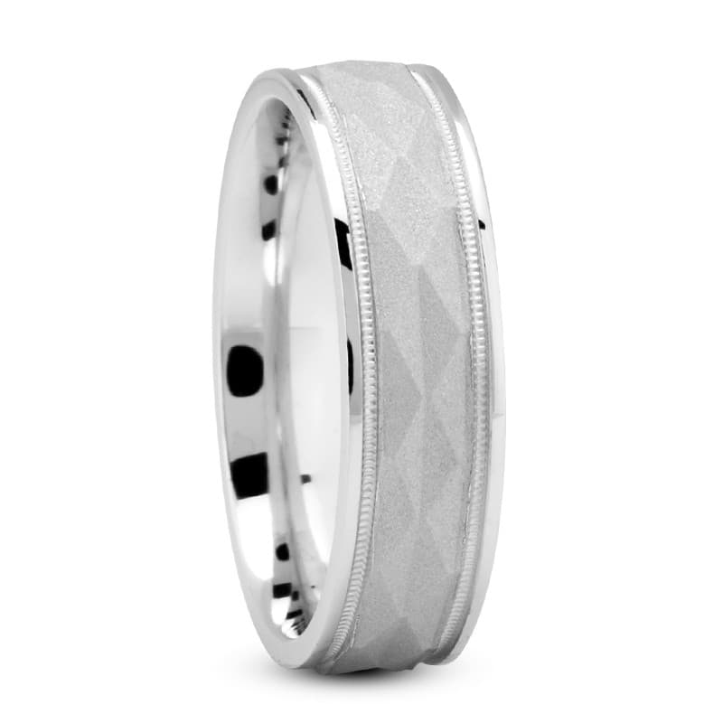 Mens 14KT White Gold Platinum Traditional Wedding Band M216