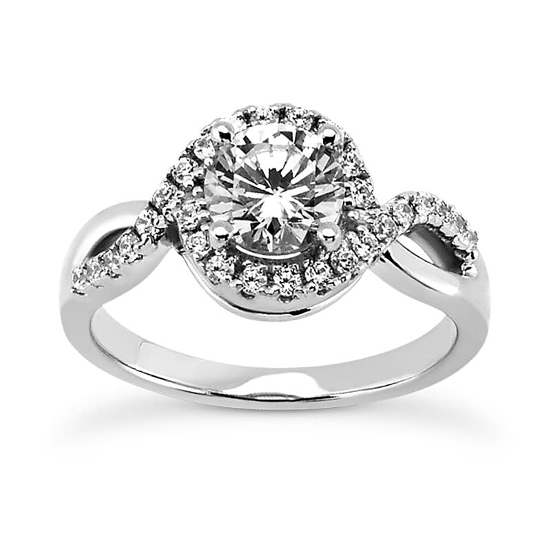 Ladies 14KT White Gold Platinum Round Diamond Halo Engagement Set ENS2240-1.5-A