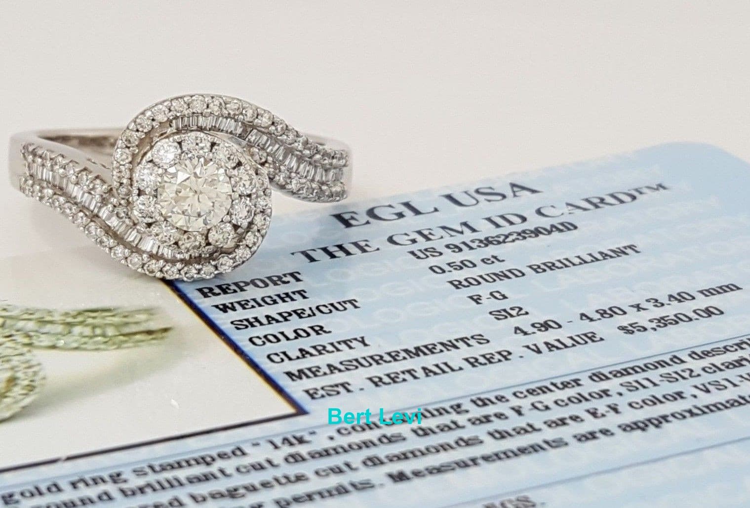 Round Diamond Halo Crossover Engagement Ring 1.60 ct 14K White Gold Rtl $5,350