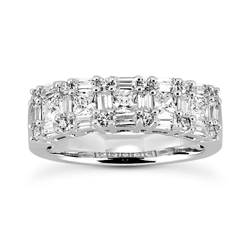 Ladies 14KT White Gold Platinum Diamond Wedding Band WB889