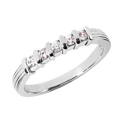 Ladies 14KT White Gold Platinum Wedding Band Set WBS243-G