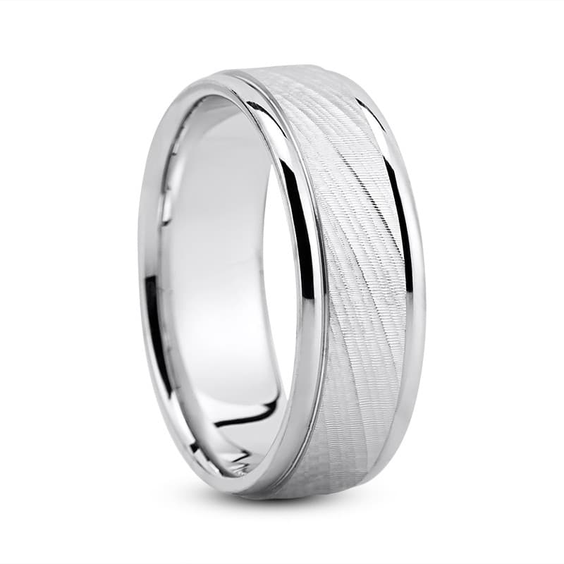 Mens 14KT White Gold Platinum Traditional Wedding Band M8050