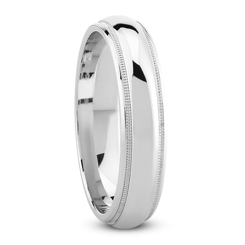 Mens 14KT White Gold Platinum Traditional Wedding Band M253