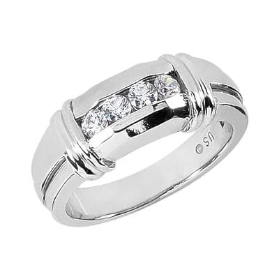 Mens 14KT White Gold Platinum Wedding Band MR1314
