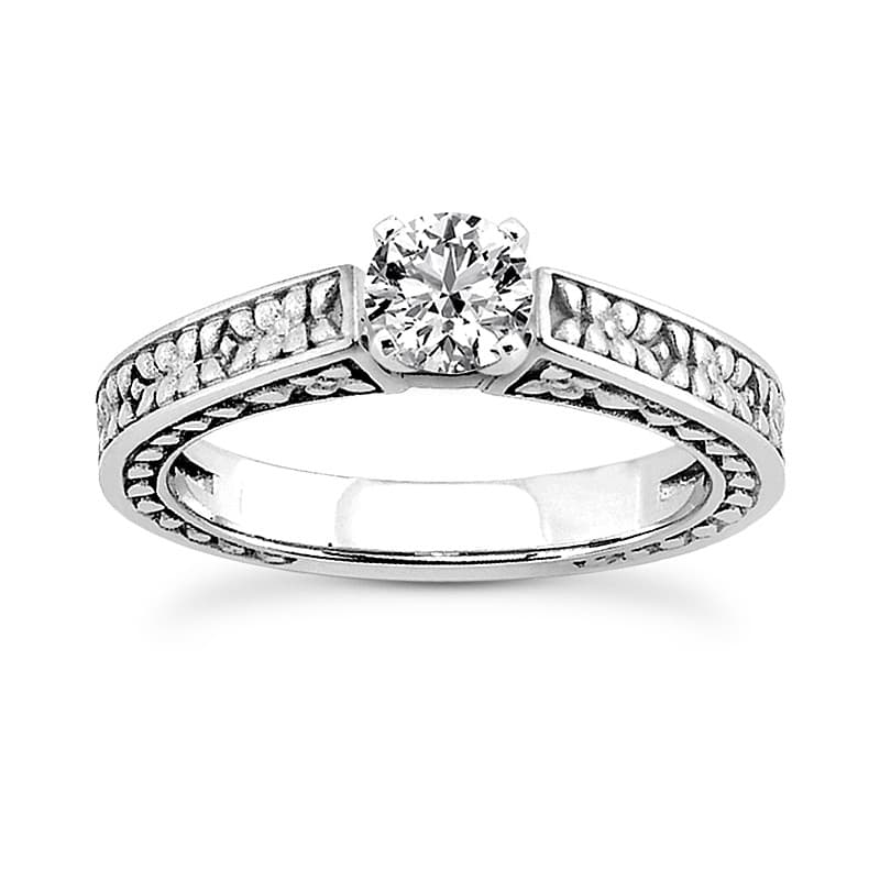 Ladies 14KT White Gold Platinum Solitaire Engagement Set ENS3517-A