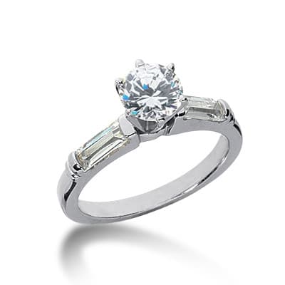Ladies 14KT White Gold Platinum Three Stones Engagement Ring ENR1713