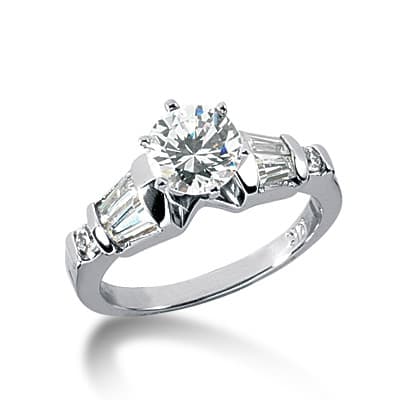 Ladies 14KT White Gold Platinum Fancy Engagement Ring ENR1124