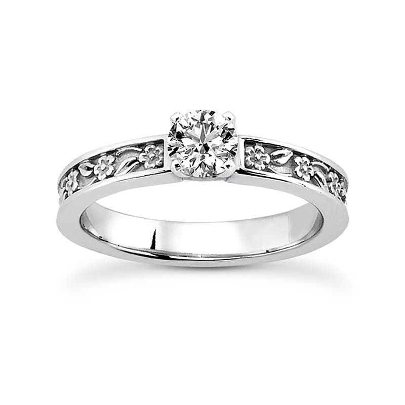Ladies 14KT White Gold Platinum Solitaire Engagement Set ENS3536-A