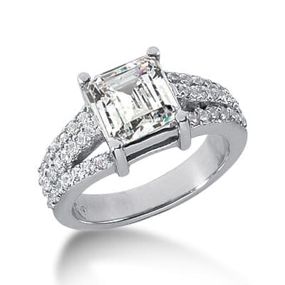 Ladies 14KT White Gold Platinum Round Diamond Fancy Engagement Ring ENR2867