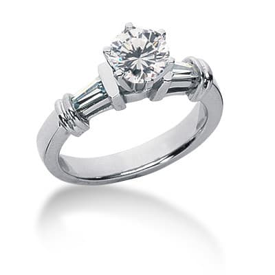 Ladies 14KT White Gold Platinum Tailored Engagement Set ENS695-A