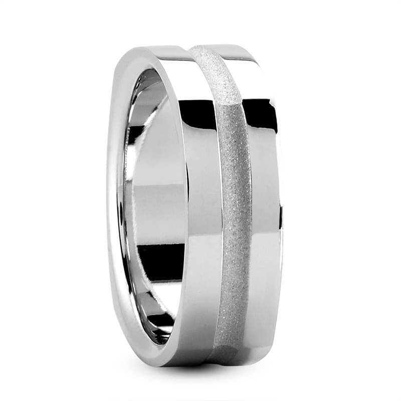 Mens 14KT White Gold Platinum Traditional Wedding Band MSQ460