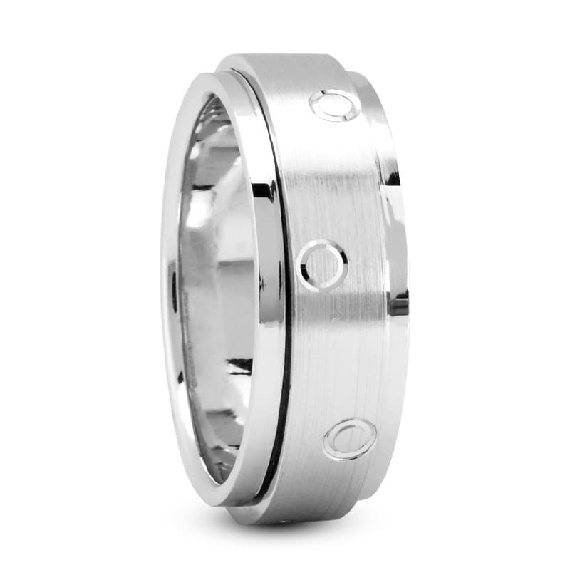 Mens 14KT White Gold Platinum Traditional Wedding Band M386