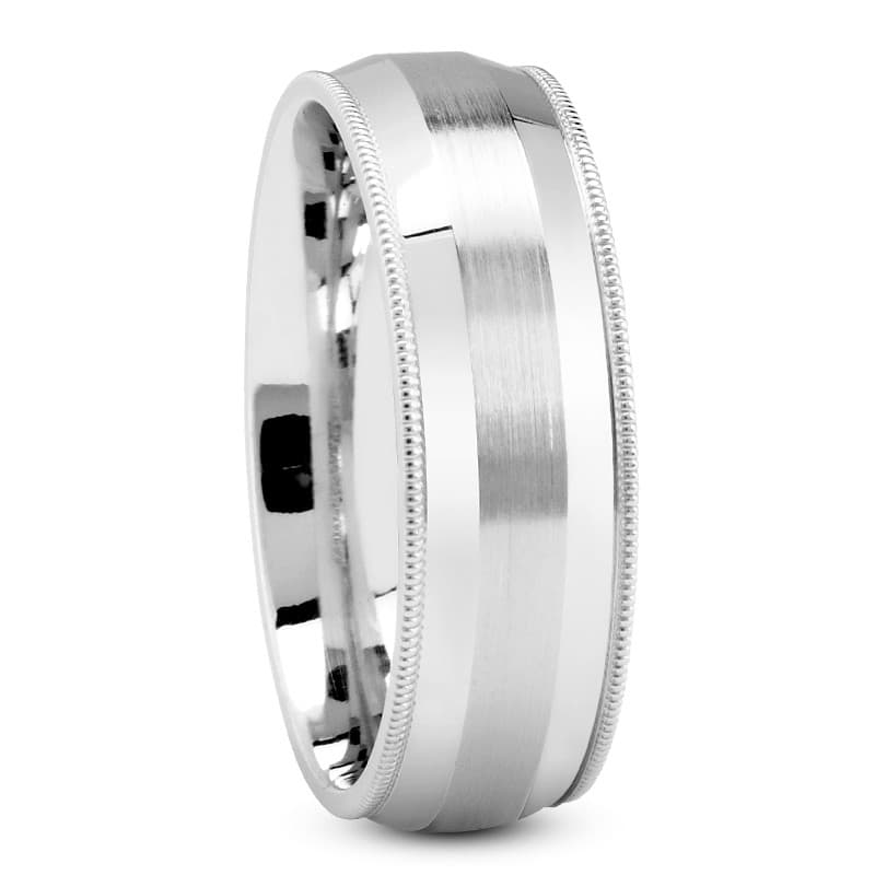 Mens 14KT White Gold Platinum Traditional Wedding Band M1116