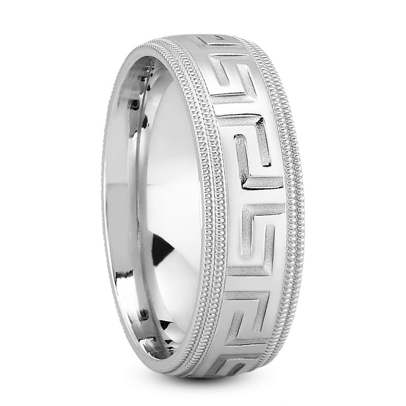 Mens 14KT White Gold Platinum Traditional Wedding Band M1197