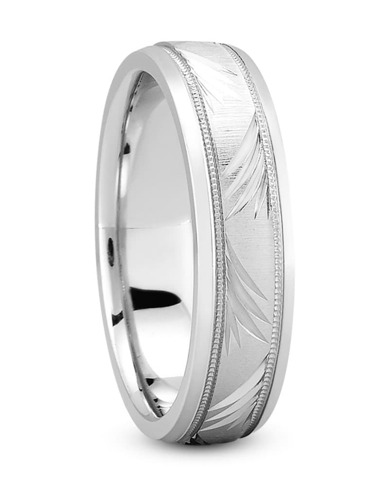 Mens 14KT White Gold Platinum Traditional Wedding Band m1026