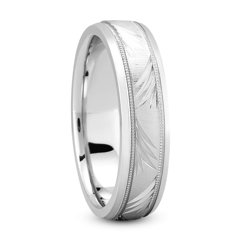 Mens 14KT White Gold Platinum Traditional Wedding Band m1026