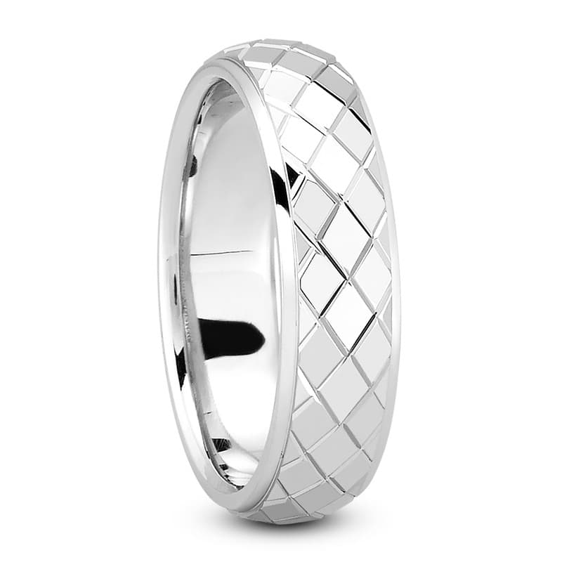Mens 14KT White Gold Platinum Traditional Wedding Band M1103
