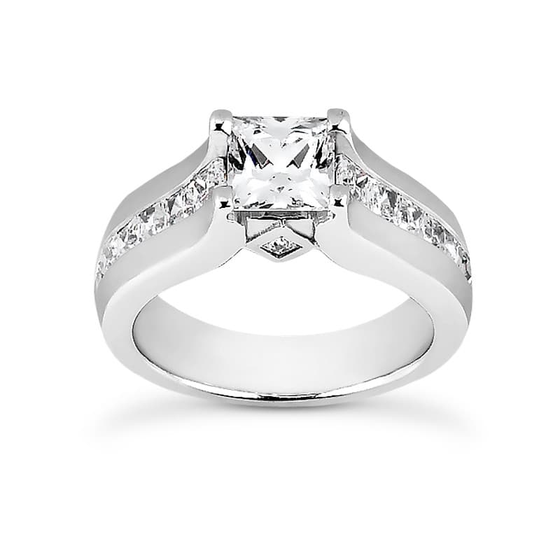 Ladies 14KT White Gold Platinum Fancy Engagement Ring ENR7524