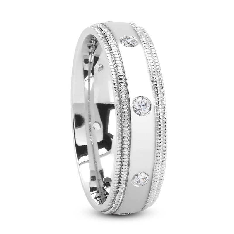 Ladies 14KT White Gold Platinum Traditional Wedding Band DBM201-5-RD
