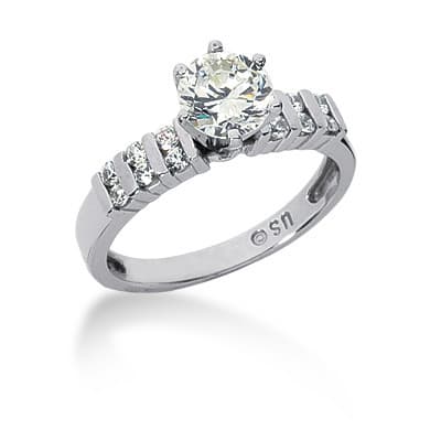 Ladies 14KT White Gold Platinum Fancy Engagement Set ENS588-A
