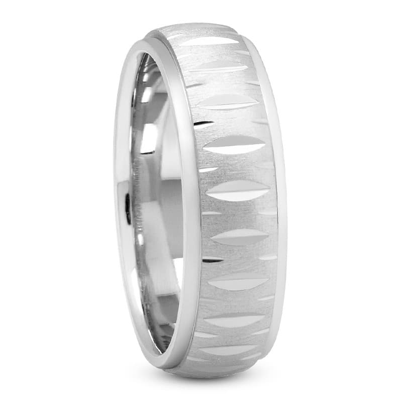 Mens 14KT White Gold Platinum Traditional Wedding Band M106