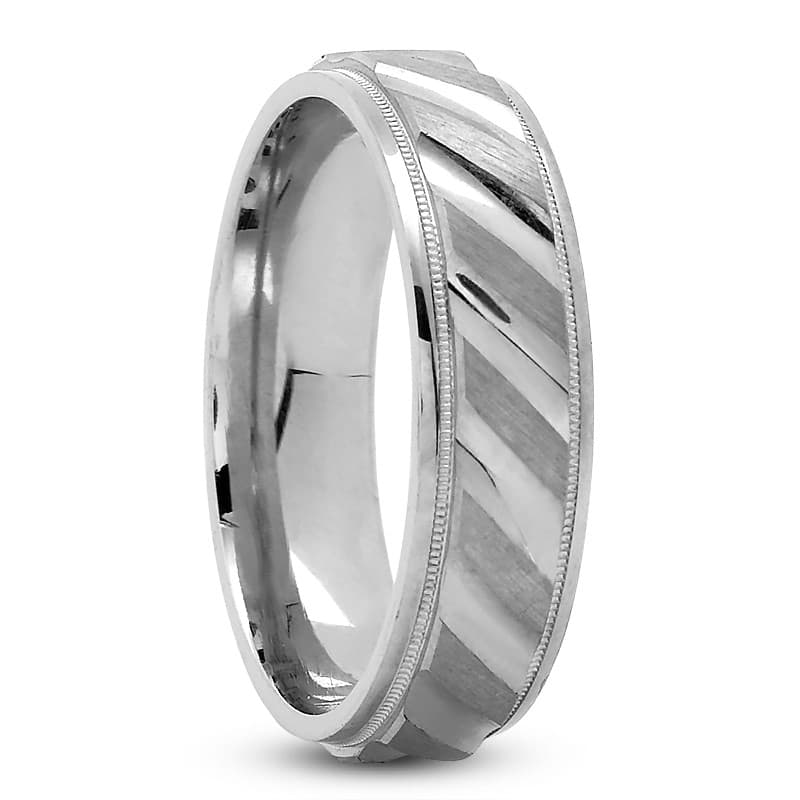 Mens 14KT White Gold Platinum Traditional Wedding Band M185