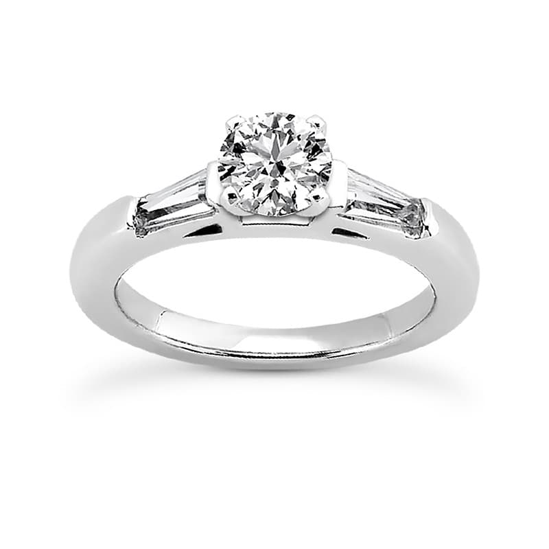 Ladies 14KT White Gold Platinum Tailored Engagement Set ENS1443-A