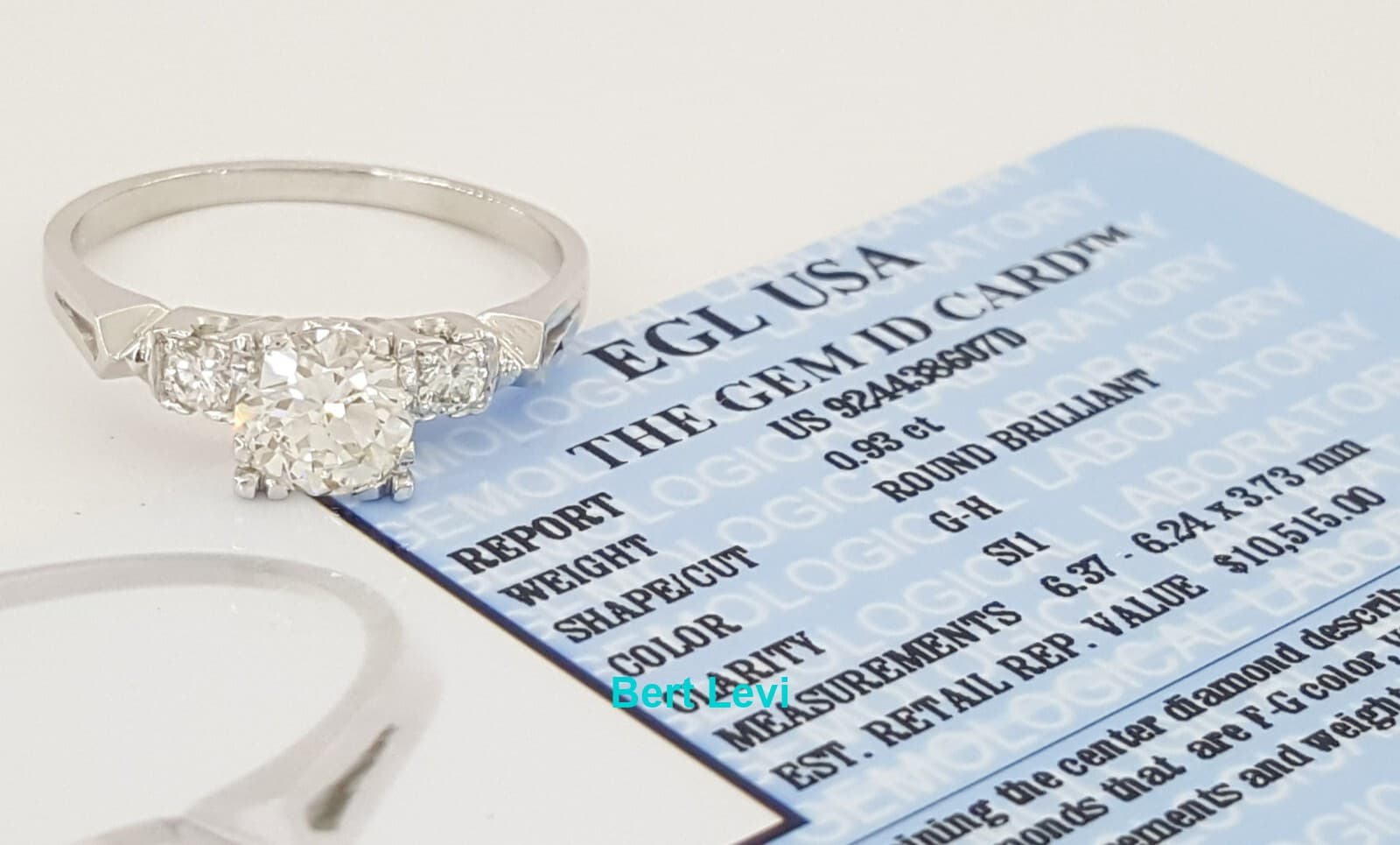 Three-Stone Round Brilliant Cut Diamond Ring EGL-USA 1.09 Platinum Rtl $10.515