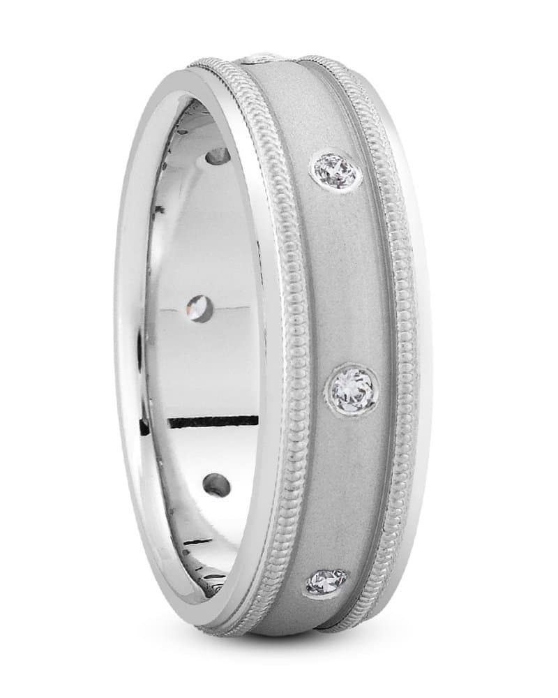 Ladies 14KT White Gold Platinum Traditional Wedding Band DB1017-7-RD