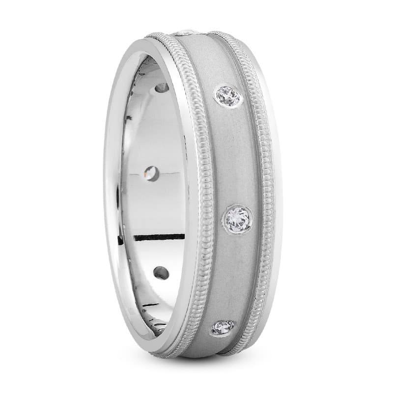 Ladies 14KT White Gold Platinum Traditional Wedding Band DB1017-7-RD