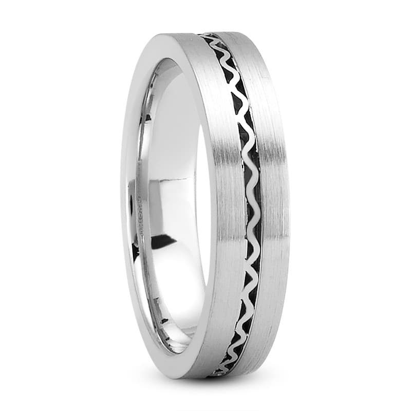 Mens 14KT White Gold Platinum Traditional Wedding Band M444
