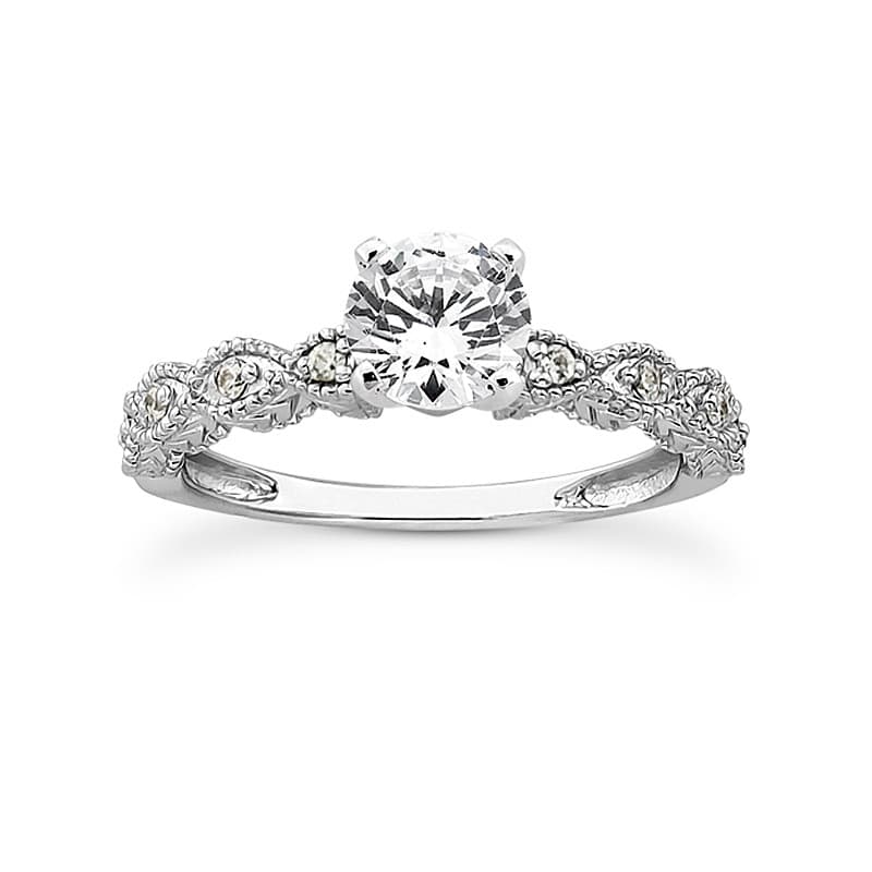 Ladies 14KT White Gold Platinum Round Diamond Engagement Sets ENS3030-A