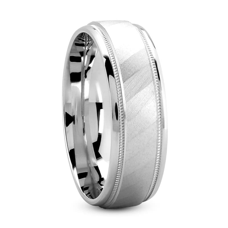 Mens 14KT White Gold Platinum Traditional Wedding Band M605