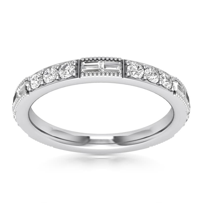 Ladies 14KT White Gold Platinum Diamond Wedding Band WB5399