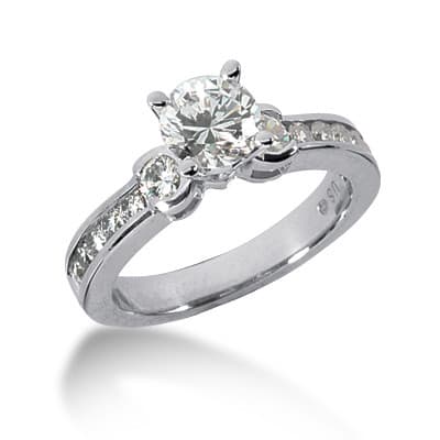 Ladies 14KT White Gold Platinum Fancy Engagement Set ENS461-A