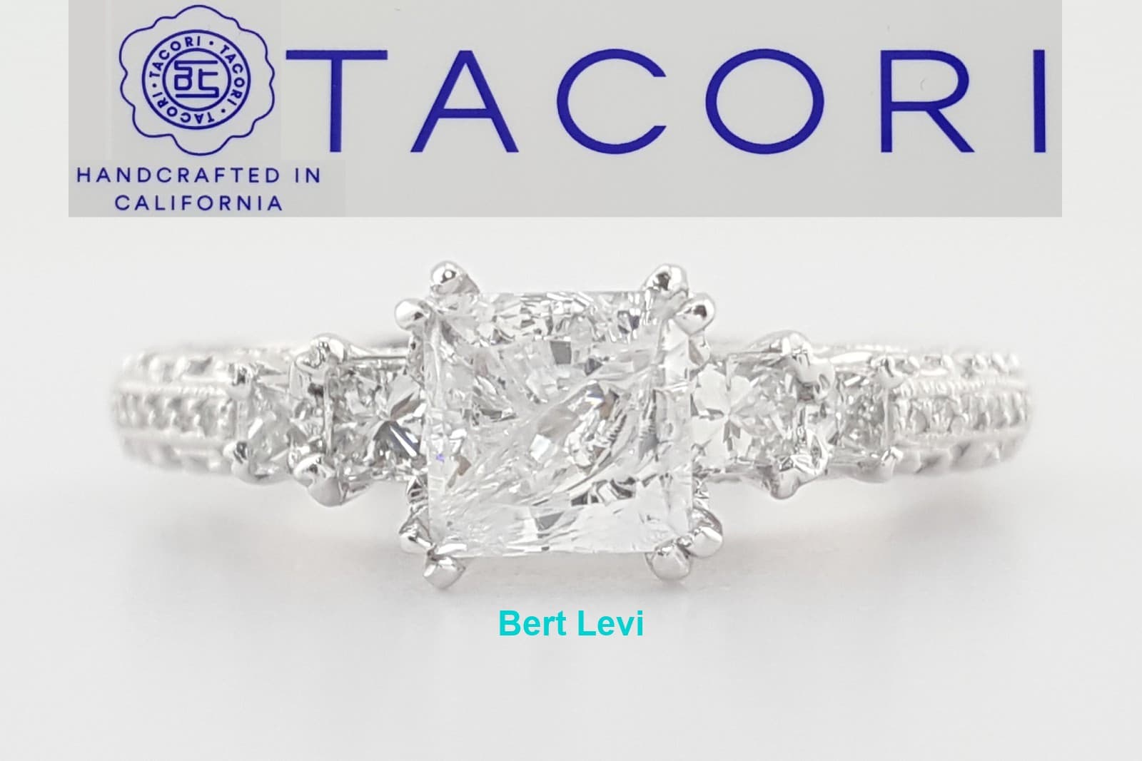 Tacori Princess Cut 0.41 ct Semi-Mount Platinum Engagement Ring Rtl $4,240